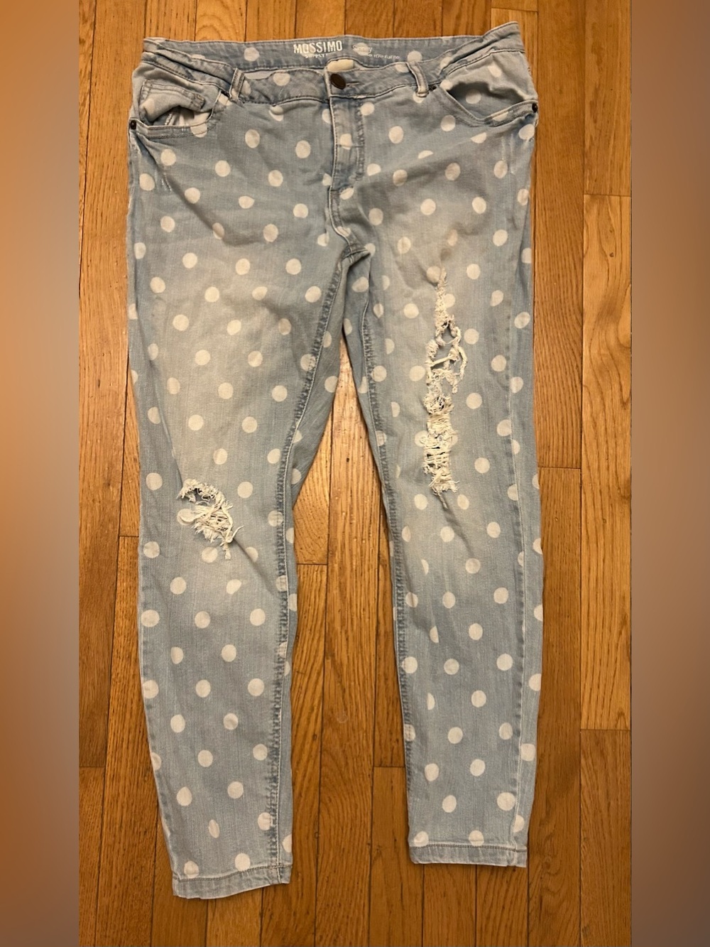 Women’s Distressed Polka Dot Low Rise Jeans Size 15